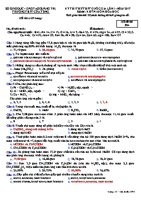 Đề thi thử Trung học phổ thông Quốc gia lần 1 môn Hóa học năm 2017 - Mã đề 894 - Trường THPT Cửa Tùng